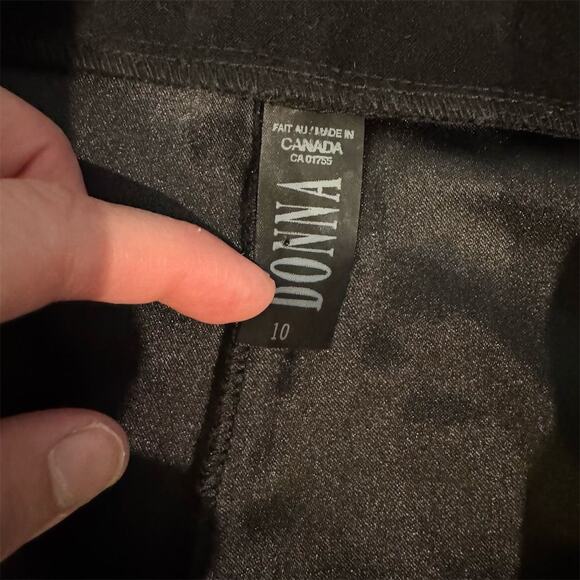 VTG Donna Size 10 Black Velour Dress Pants Wide Leg Minimalist Made in Canada - Picture 4 of 8